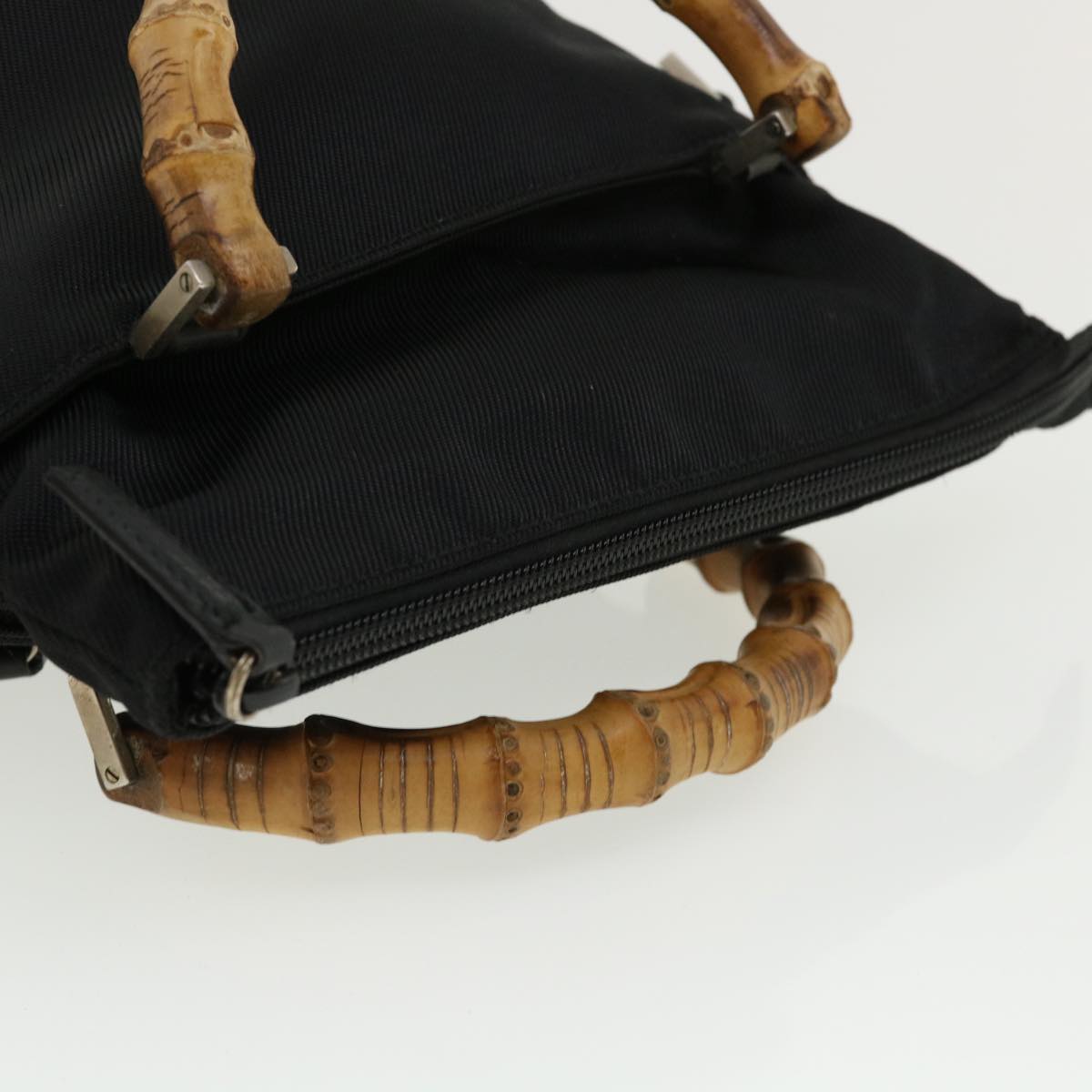 GUCCI Bamboo Hand Bag Nylon Black ki2495