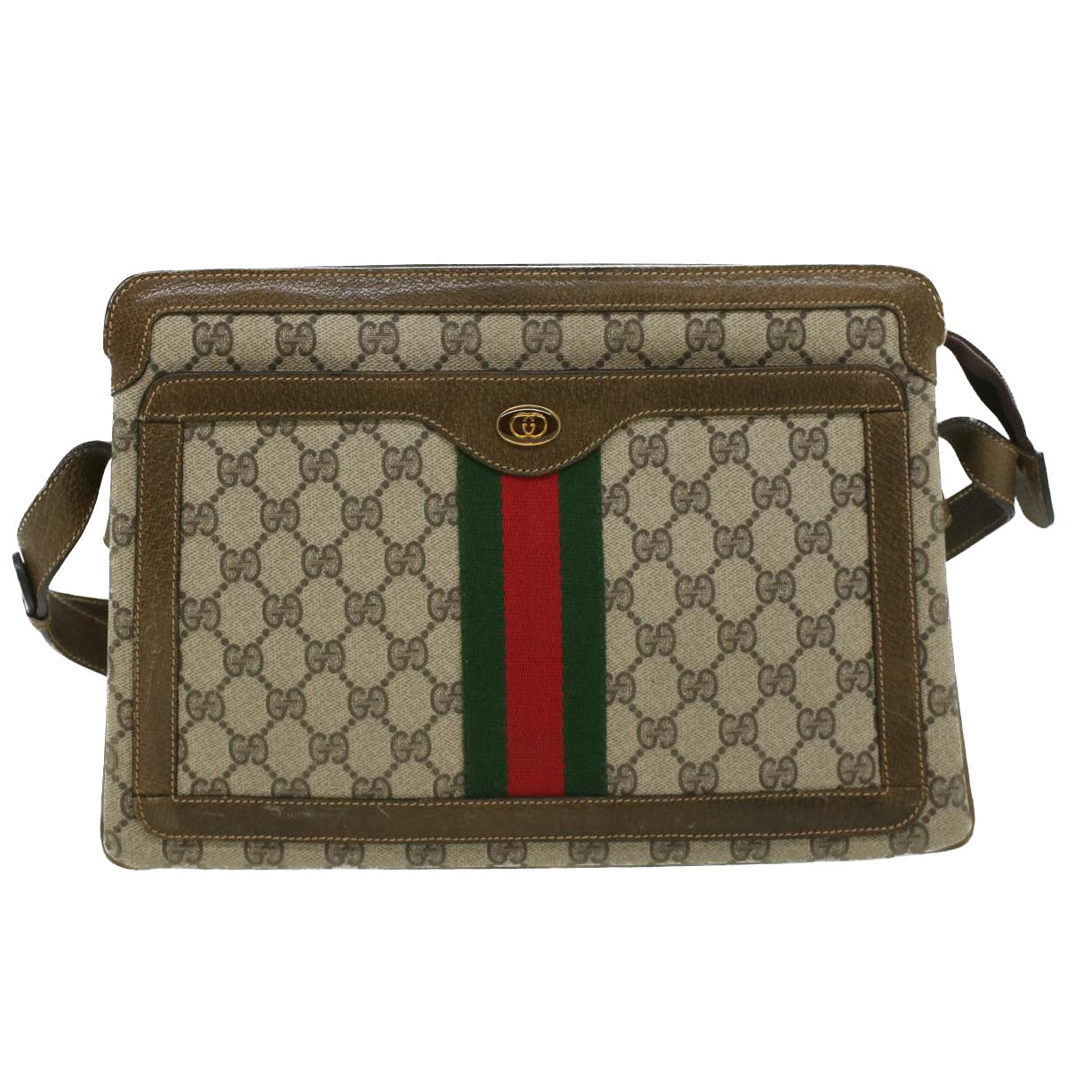 GUCCI GG Canvas Web Sherry Line Shoulder Bag Beige Red Green ki2512