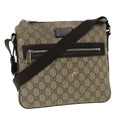 GUCCI GG Canvas Shoulder Bag PVC Leather Beige Dark Brown 406410 ki2534