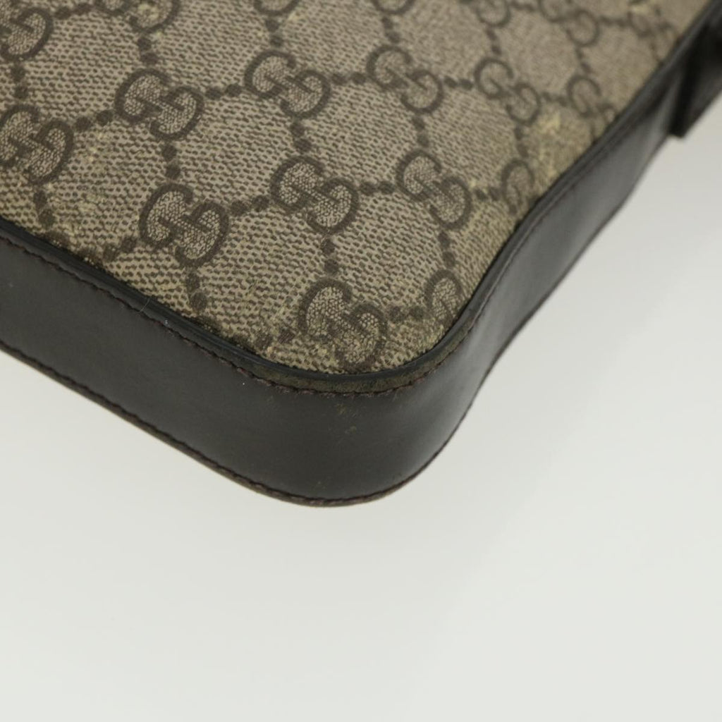 GUCCI GG Canvas Shoulder Bag PVC Leather Beige Dark Brown 406410 ki2534