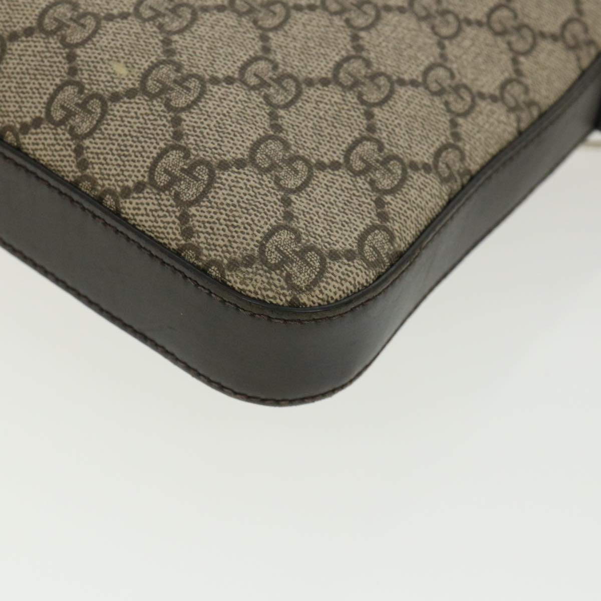 GUCCI GG Canvas Shoulder Bag PVC Leather Beige Dark Brown 406410 ki2534