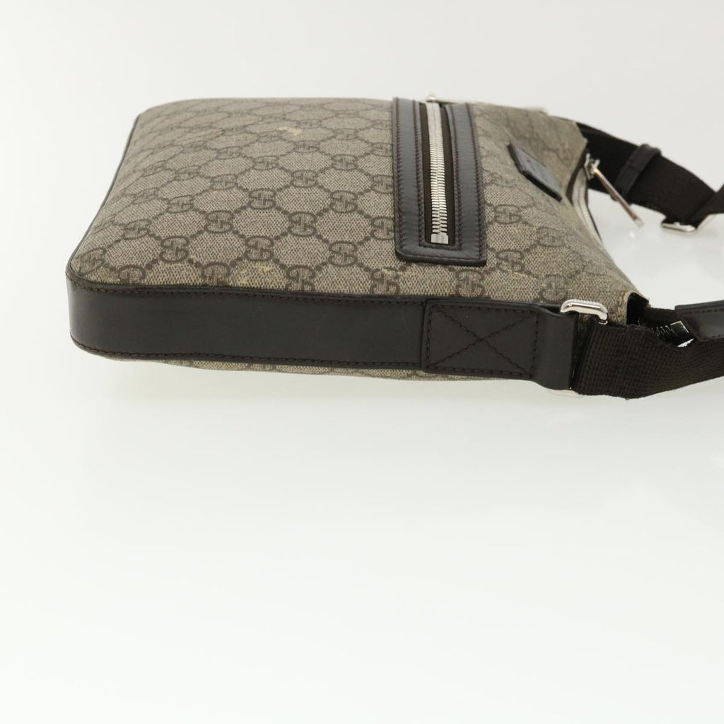 GUCCI GG Canvas Shoulder Bag PVC Leather Beige Dark Brown 406410 ki2534