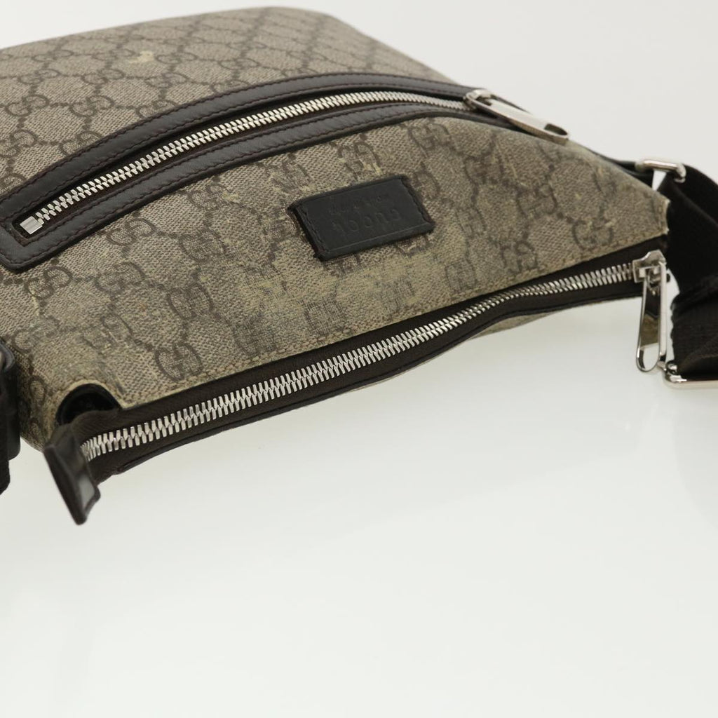 GUCCI GG Canvas Shoulder Bag PVC Leather Beige Dark Brown 406410 ki2534
