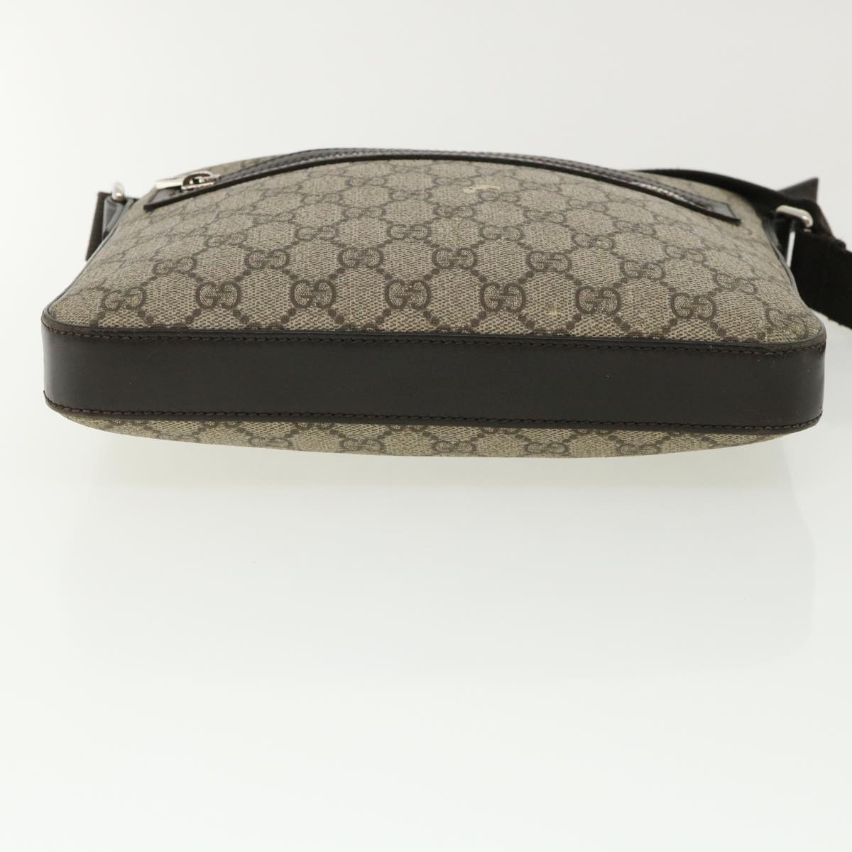GUCCI GG Canvas Shoulder Bag PVC Leather Beige Dark Brown 406410 ki2534