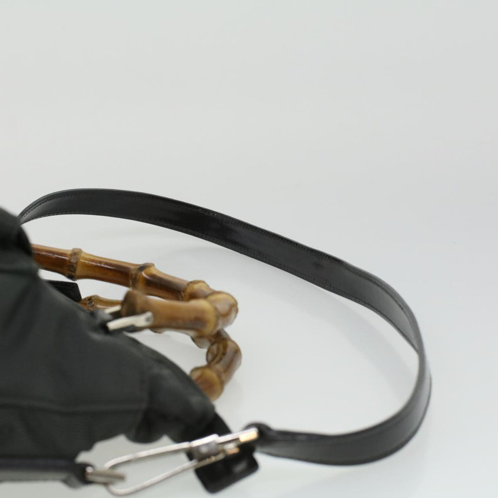 GUCCI Bamboo Hand Bag Nylon Gray ki2537