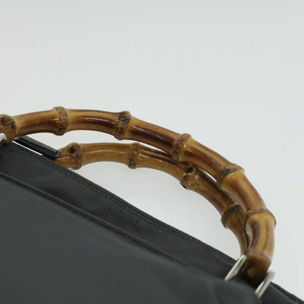 GUCCI Bamboo Hand Bag Nylon Gray ki2537