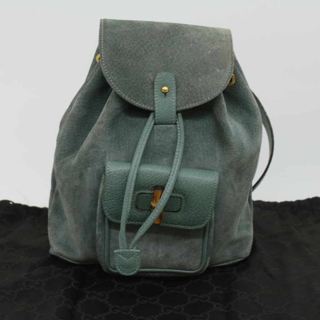 GUCCI Backpack Suede Light Blue ki2563