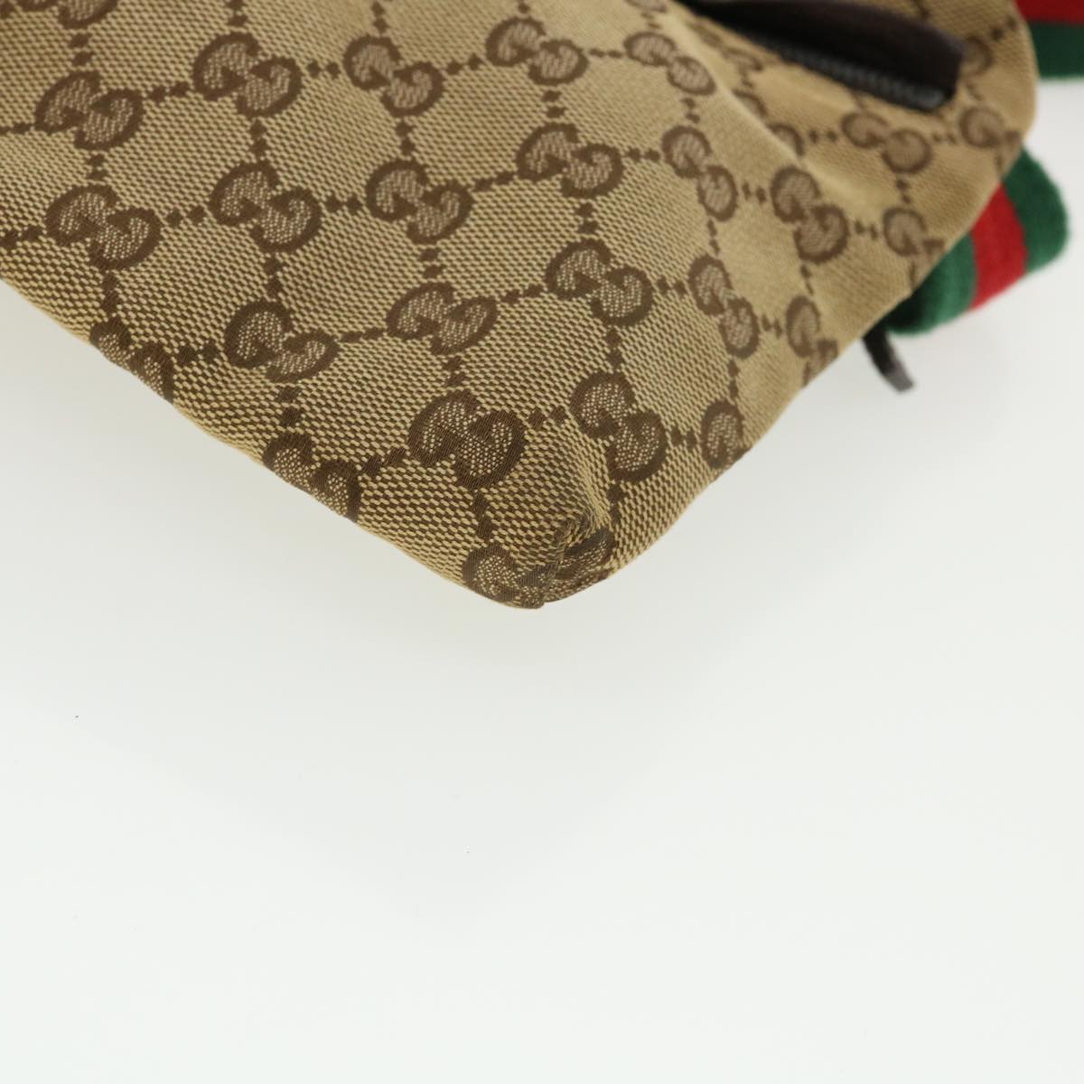 GUCCI Web Sherry Line GG Canvas Waist Bag Beige Green Red 28566 ki2644