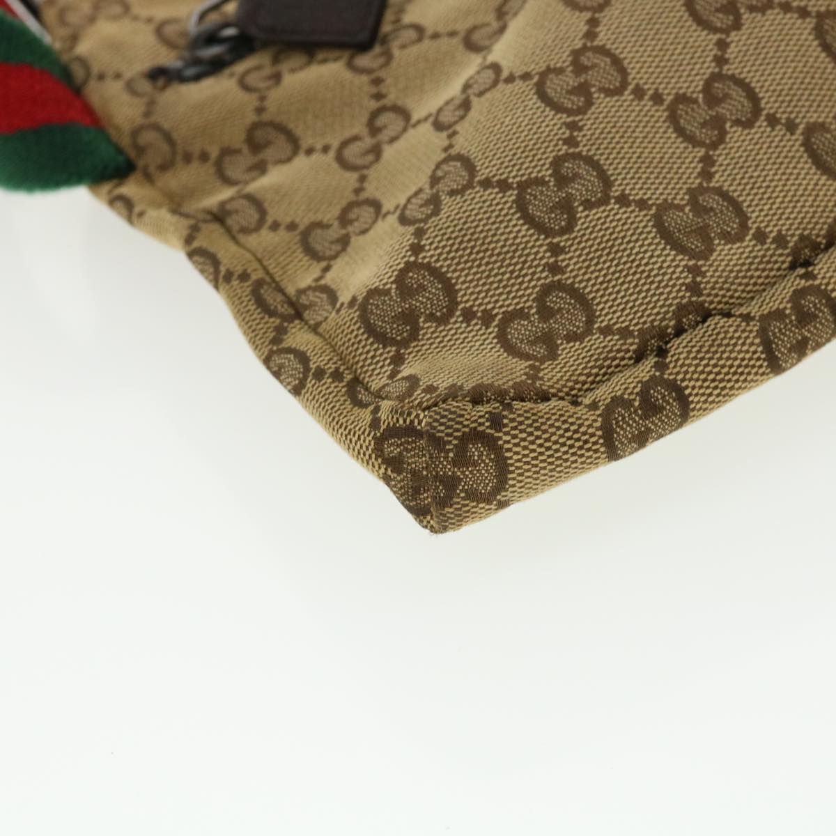 GUCCI Web Sherry Line GG Canvas Waist Bag Beige Green Red 28566 ki2644