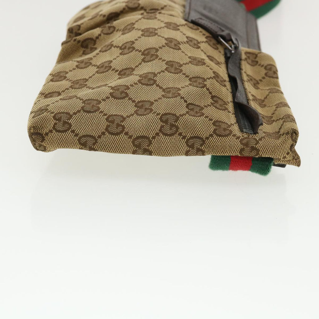 GUCCI Web Sherry Line GG Canvas Waist Bag Beige Green Red 28566 ki2644
