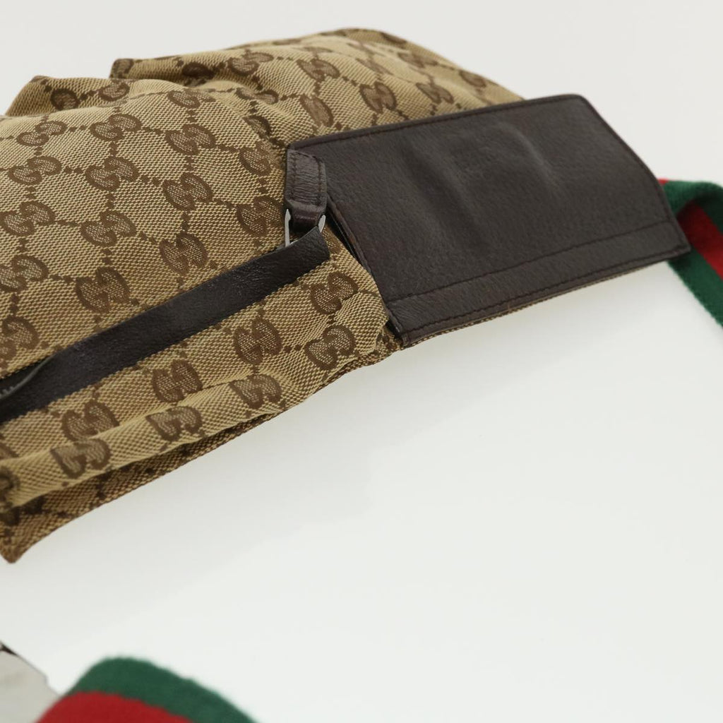 GUCCI Web Sherry Line GG Canvas Waist Bag Beige Green Red 28566 ki2644