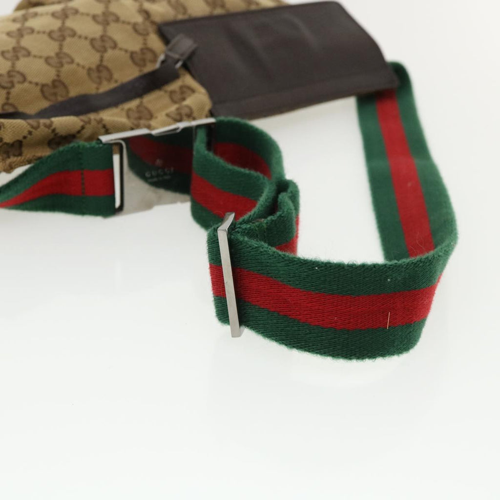 GUCCI Web Sherry Line GG Canvas Waist Bag Beige Green Red 28566 ki2644
