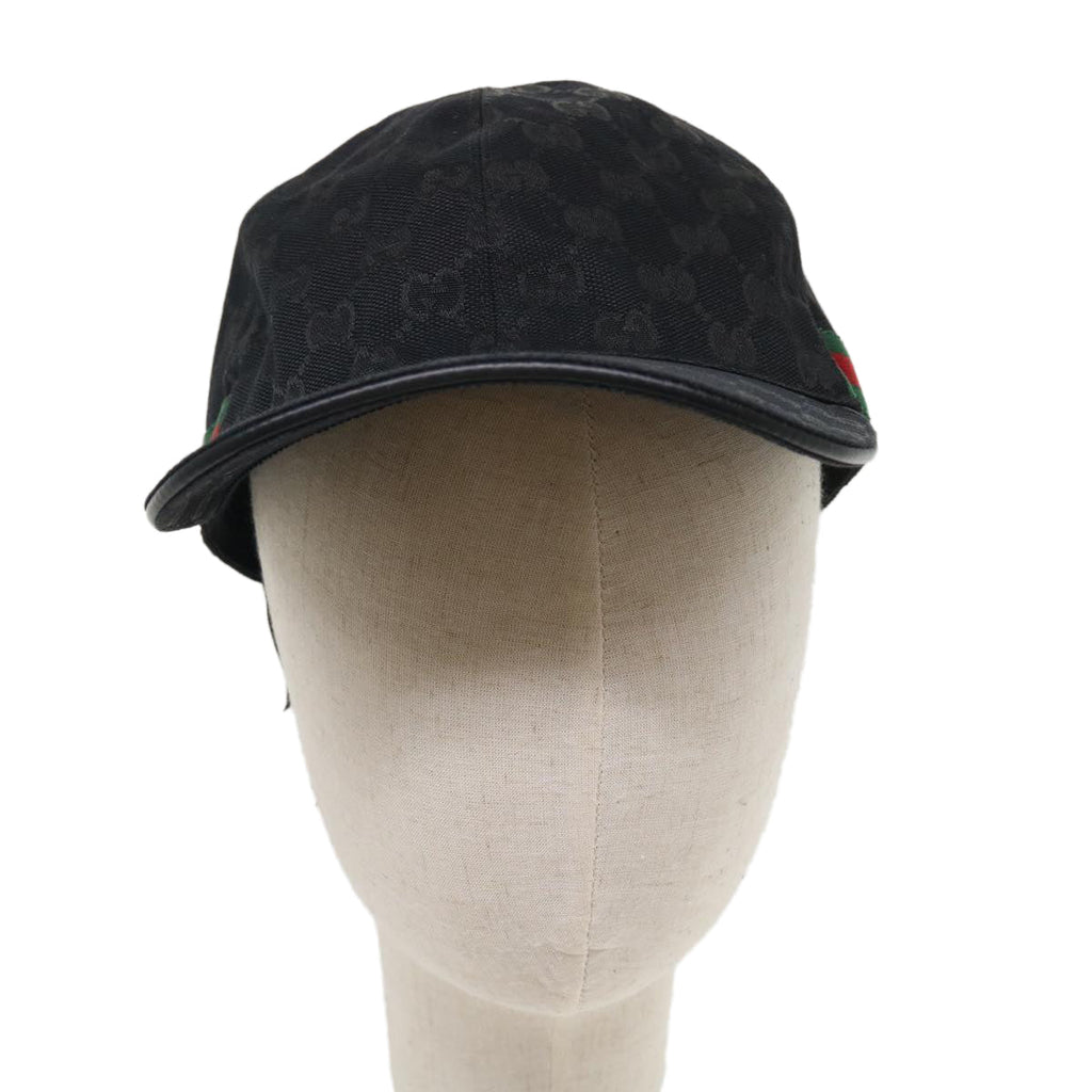GUCCI GG Canvas Web Sherry Line Cap XL Black Red Green 200035 ki2685