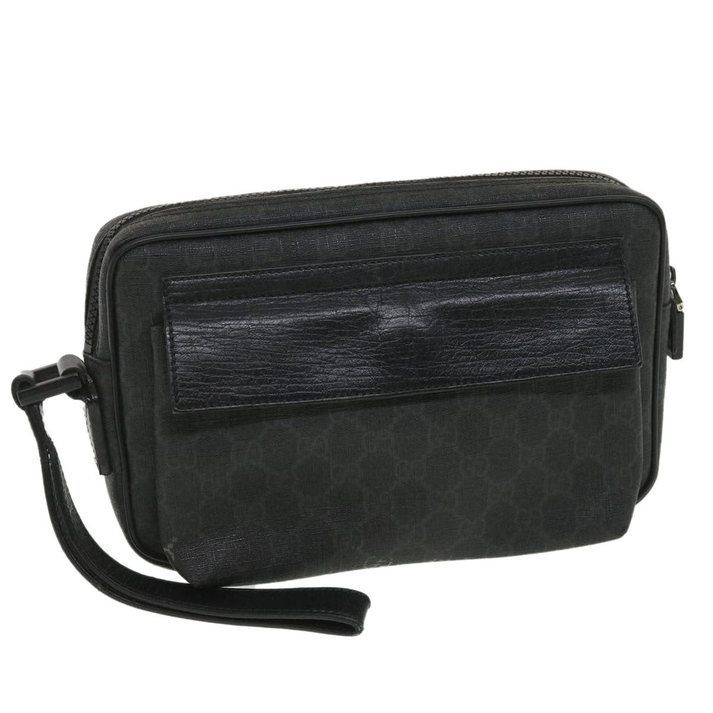 GUCCI GG Canvas Clutch Bag PVC Leather Black 162784 ki2694