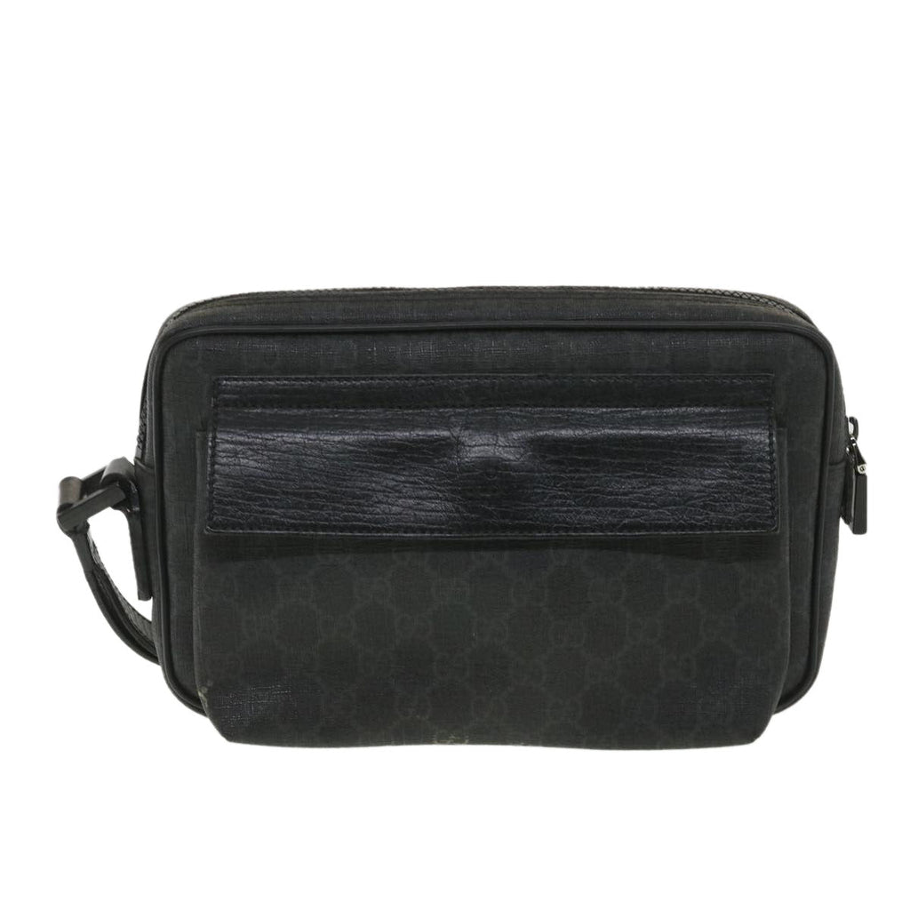 GUCCI GG Canvas Clutch Bag PVC Leather Black 162784 ki2694