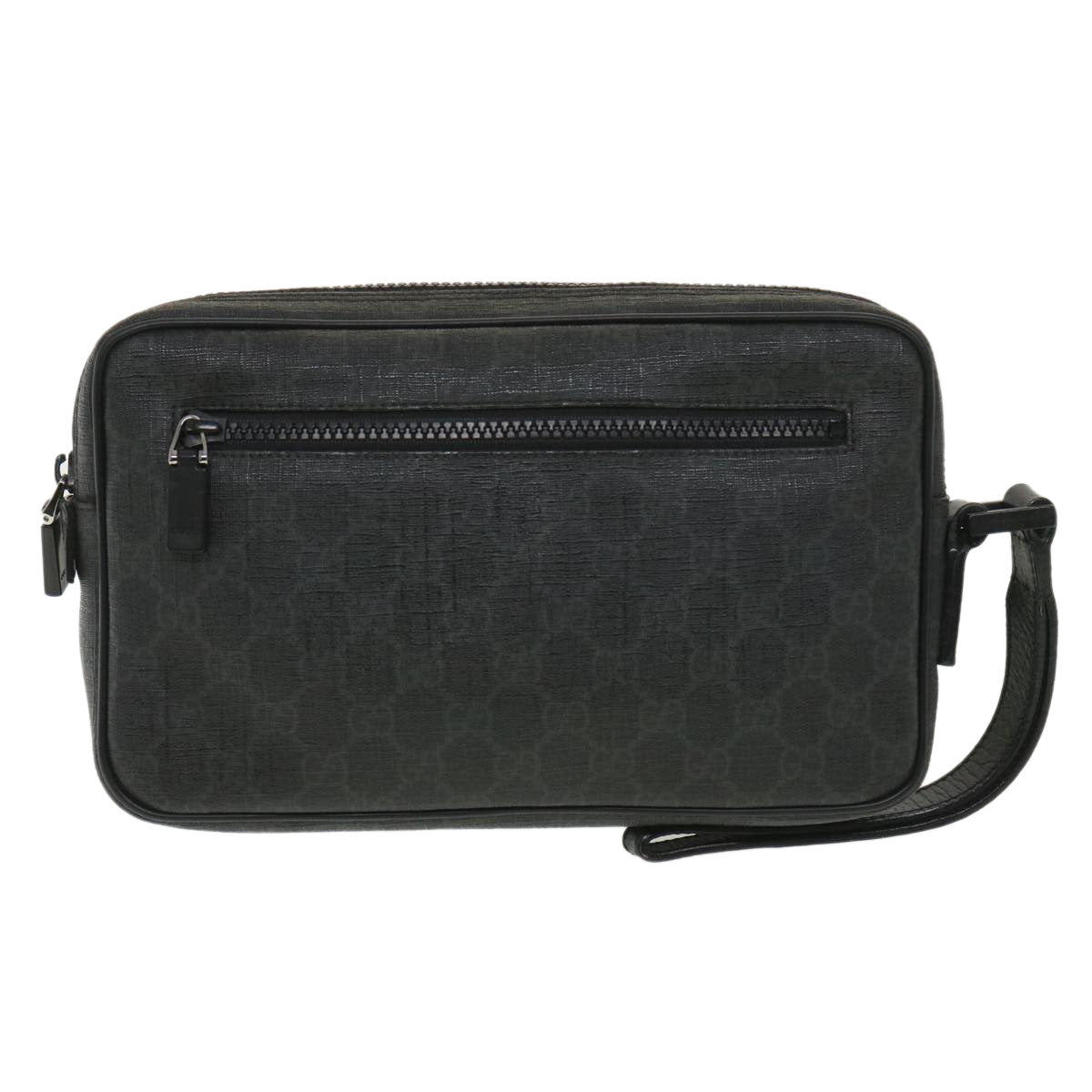 GUCCI GG Canvas Clutch Bag PVC Leather Black 162784 ki2694
