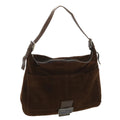 FENDI Mamma Baguette Shoulder Bag Suede Brown ki2706