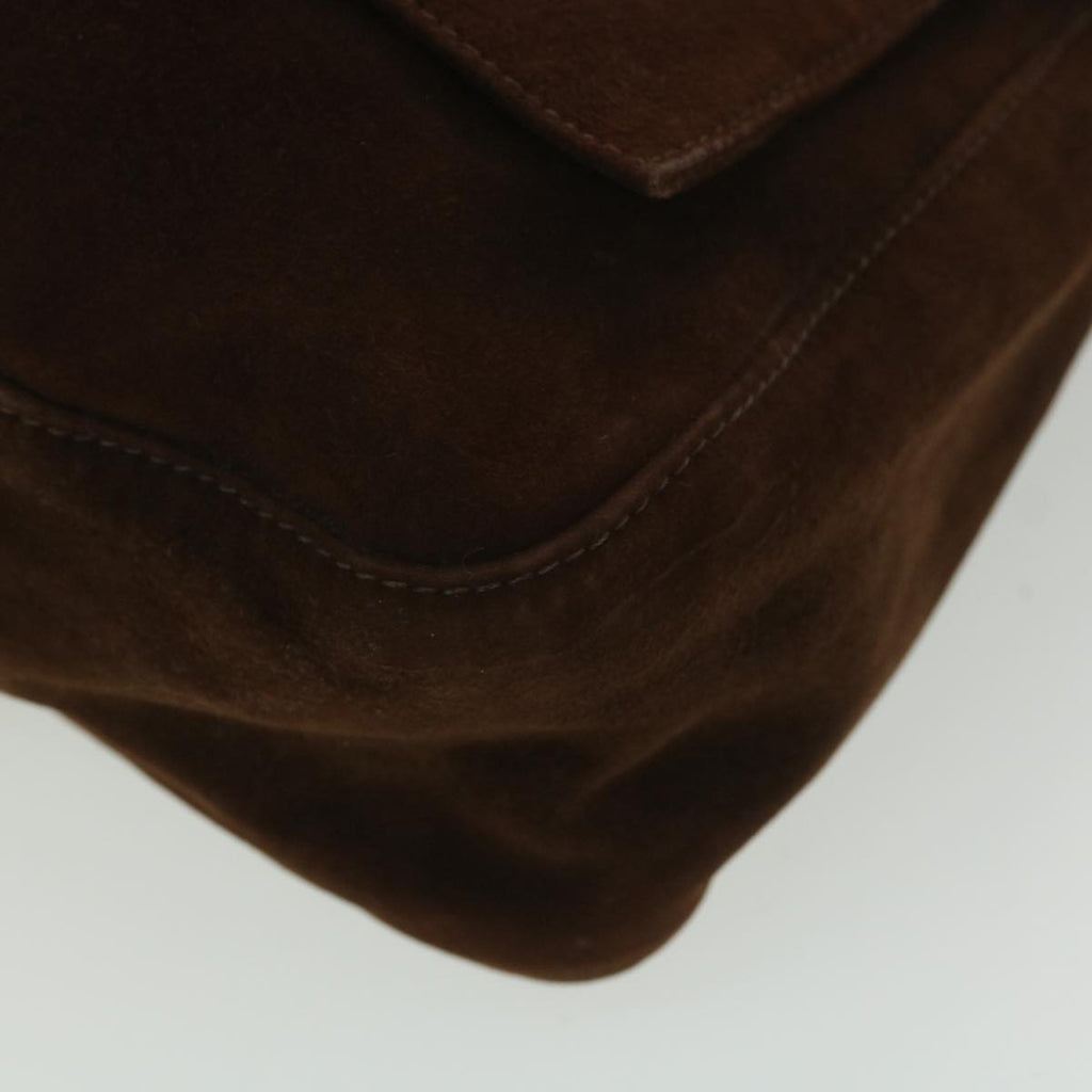 FENDI Mamma Baguette Shoulder Bag Suede Brown ki2706
