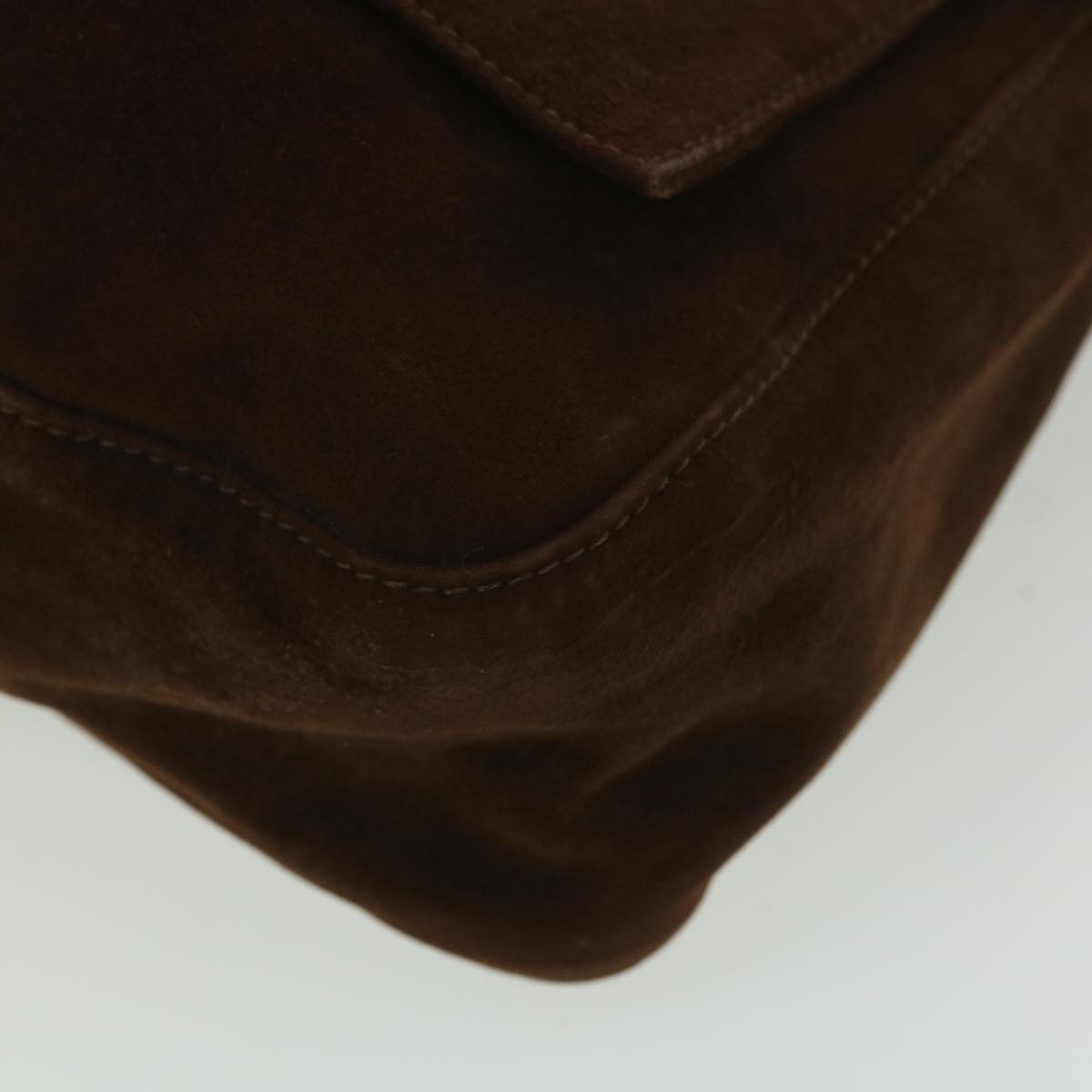 FENDI Mamma Baguette Shoulder Bag Suede Brown ki2706
