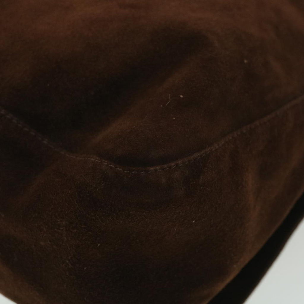 FENDI Mamma Baguette Shoulder Bag Suede Brown ki2706