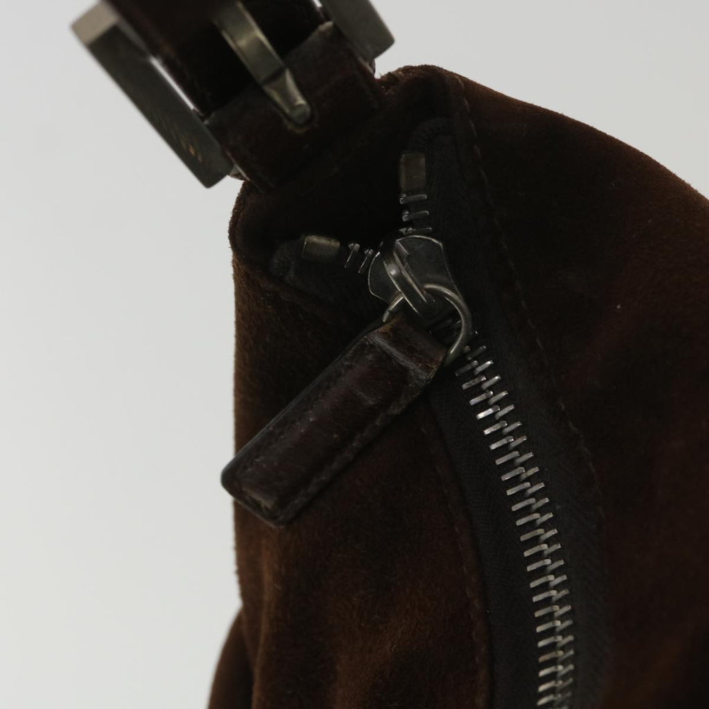 FENDI Mamma Baguette Shoulder Bag Suede Brown ki2706