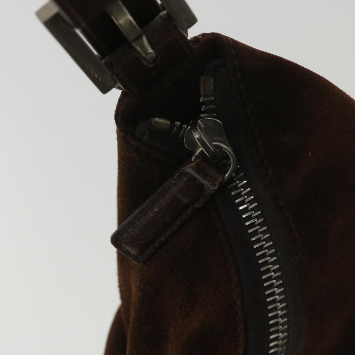 FENDI Mamma Baguette Shoulder Bag Suede Brown ki2706