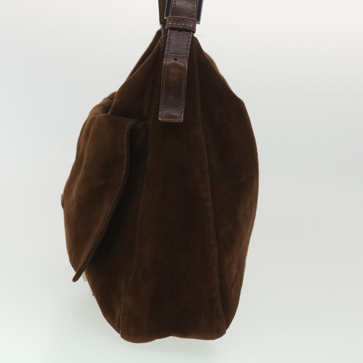 FENDI Mamma Baguette Shoulder Bag Suede Brown ki2706