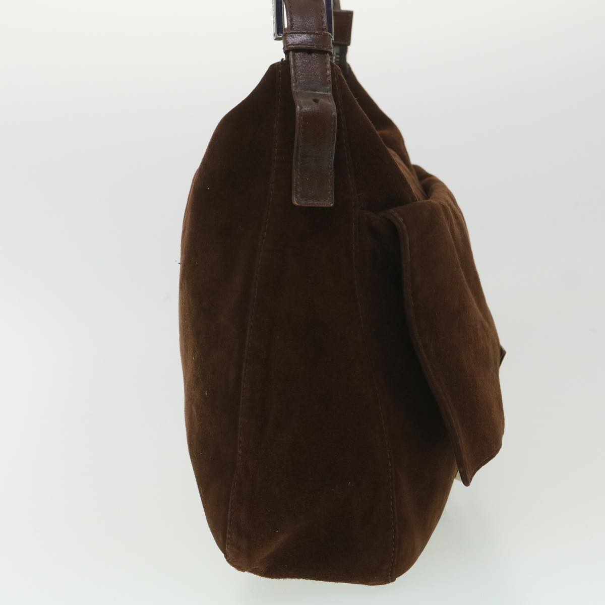 FENDI Mamma Baguette Shoulder Bag Suede Brown ki2706