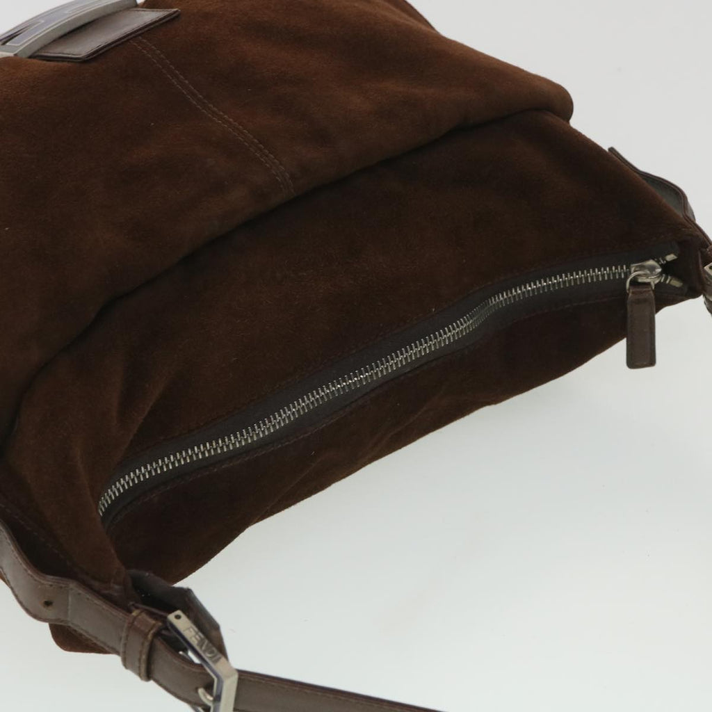 FENDI Mamma Baguette Shoulder Bag Suede Brown ki2706