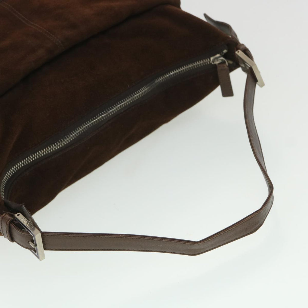 FENDI Mamma Baguette Shoulder Bag Suede Brown ki2706