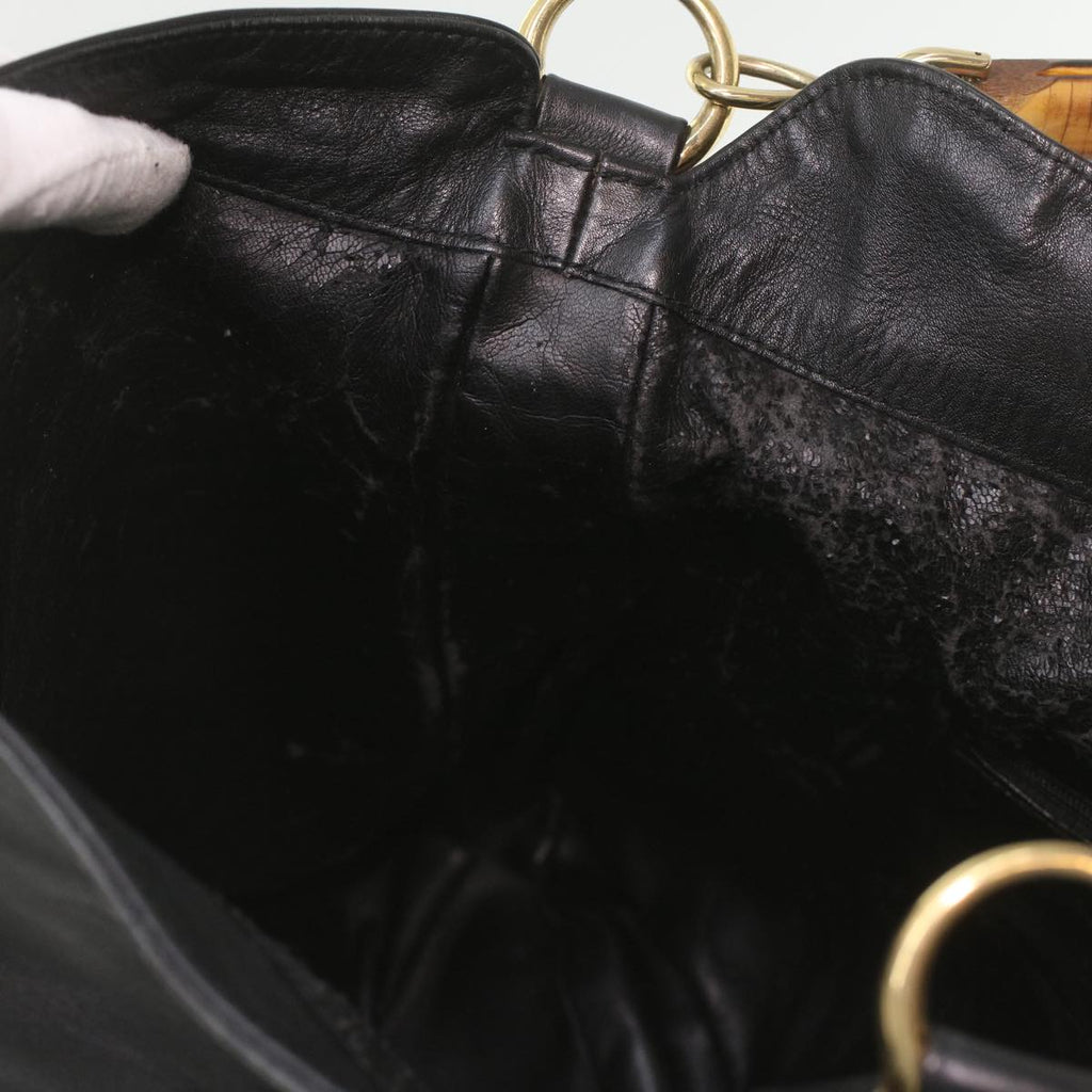 GUCCI Bamboo Shoulder Bag Leather 2way Black 001.1577.200047 ki2750