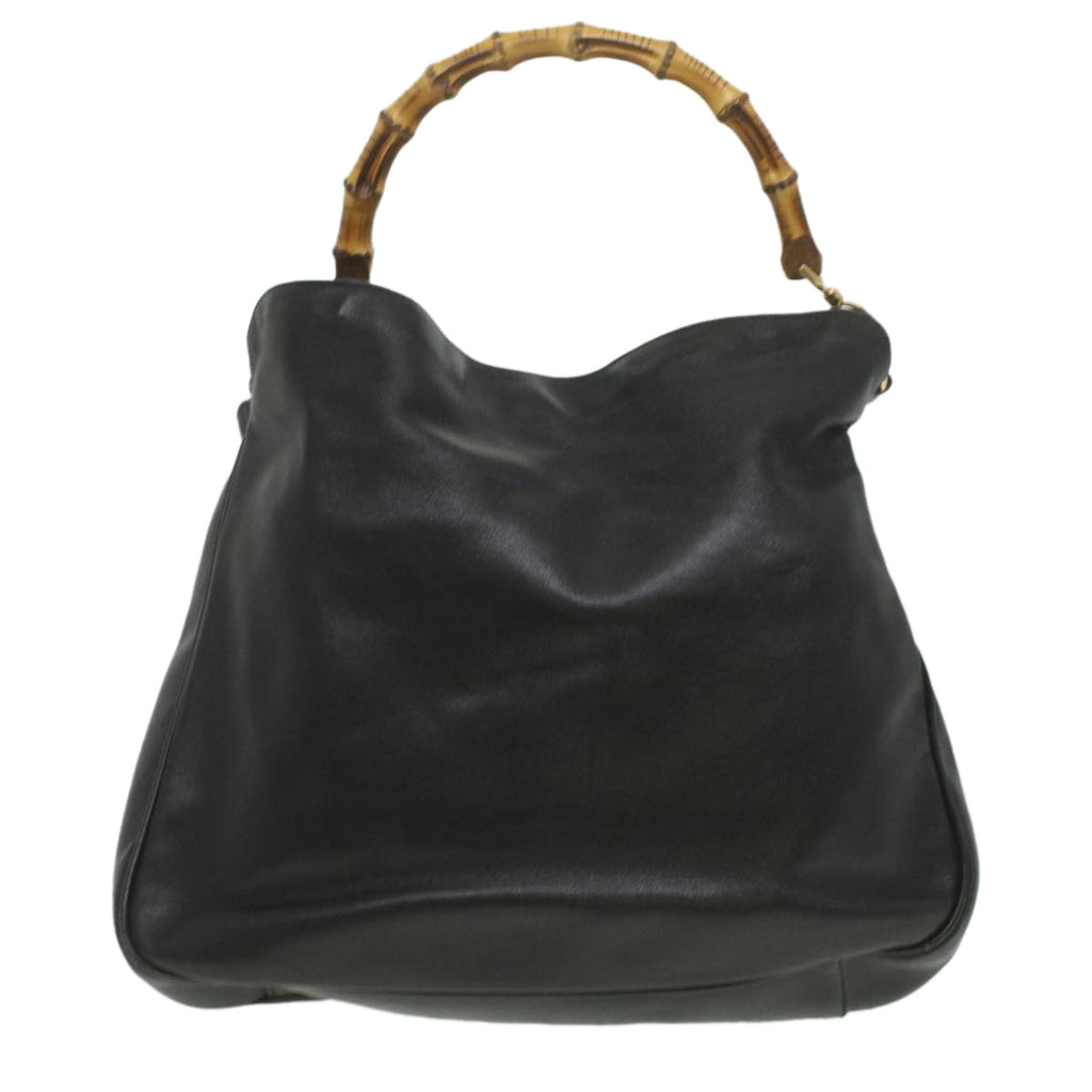 GUCCI Bamboo Shoulder Bag Leather 2way Black 001.1577.200047 ki2750