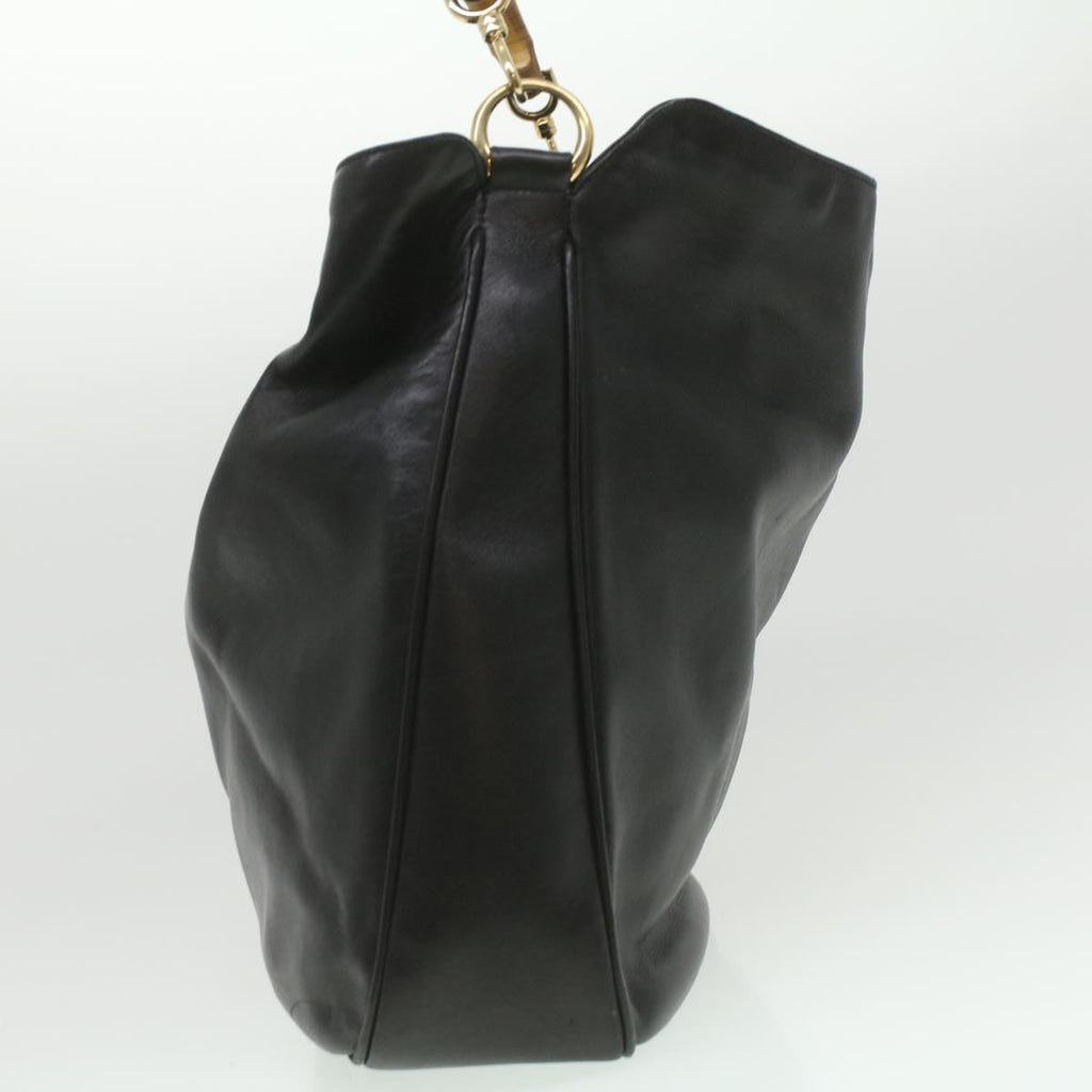 GUCCI Bamboo Shoulder Bag Leather 2way Black 001.1577.200047 ki2750
