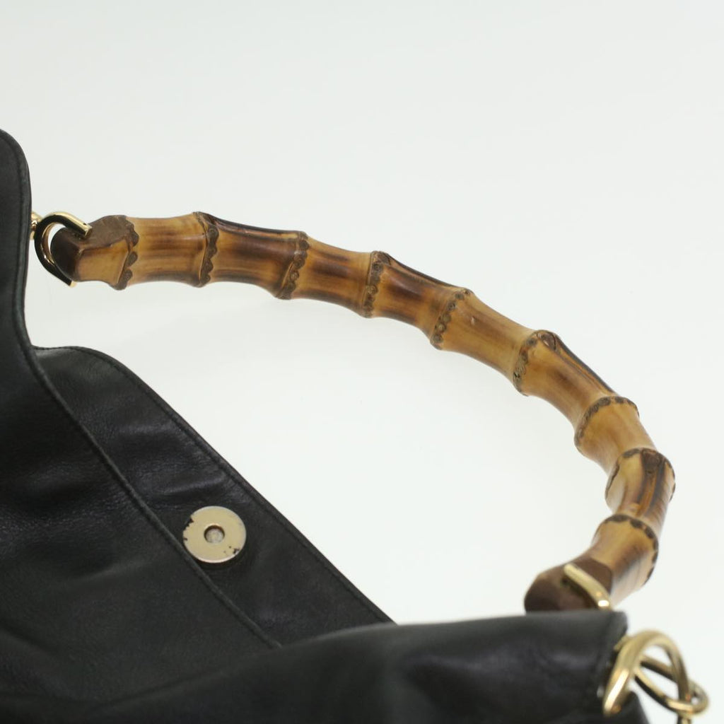GUCCI Bamboo Shoulder Bag Leather 2way Black 001.1577.200047 ki2750