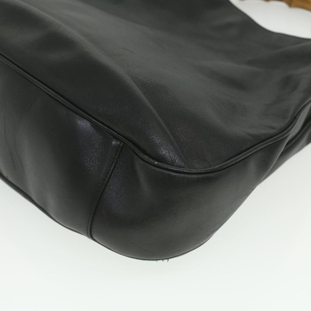 GUCCI Bamboo Shoulder Bag Leather 2way Black 001.1577.200047 ki2750