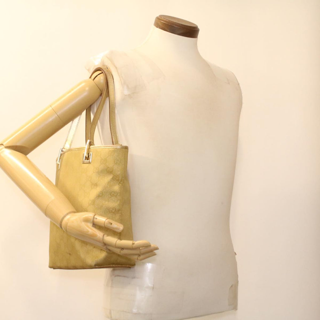 GUCCI GG Canvas Tote Bag Gold Tone 002.1099.001998 ki2751