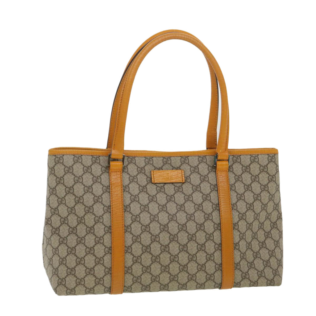 GUCCI GG Canvas Tote Bag PVC Leather Orange Beige 114595 ki2771