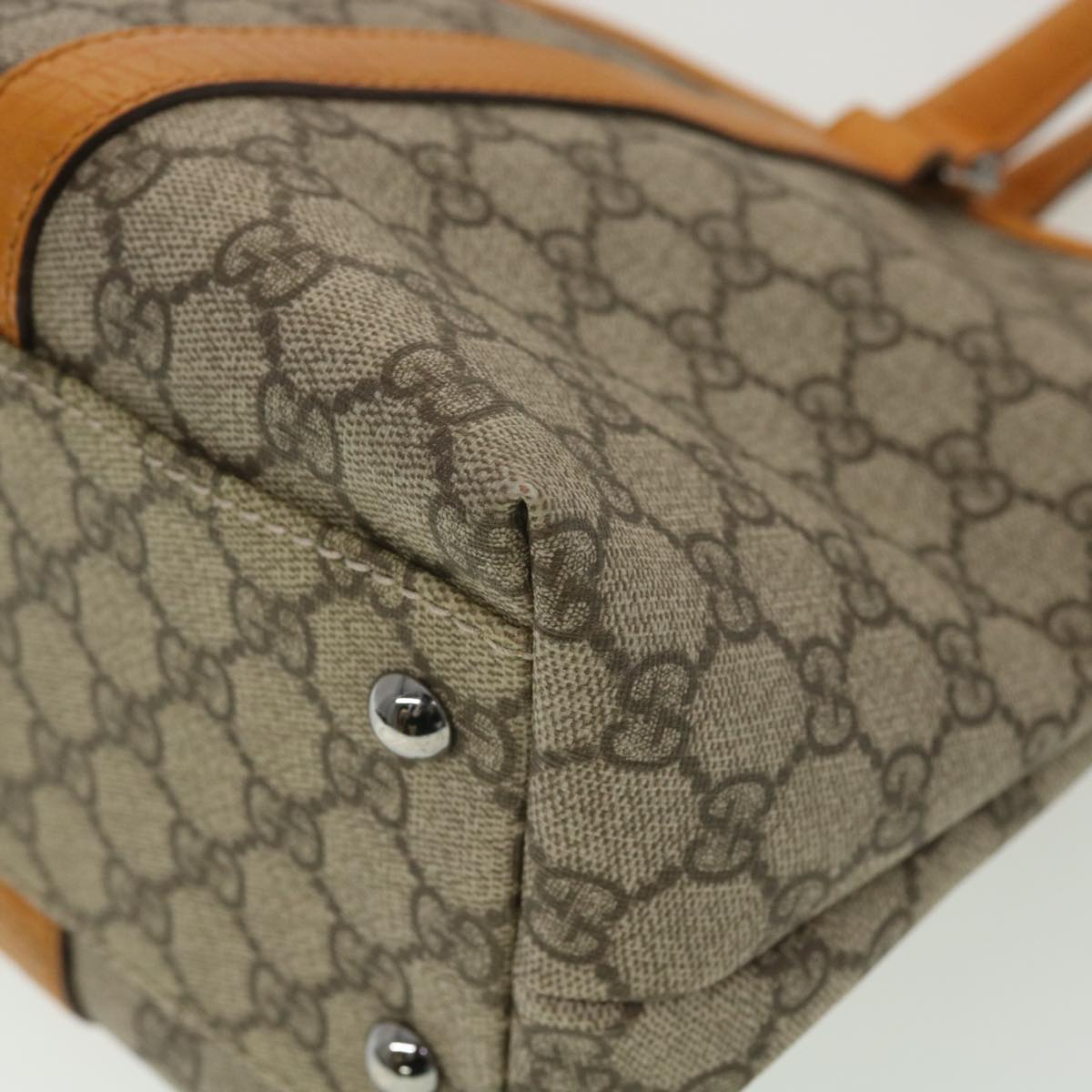 GUCCI GG Canvas Tote Bag PVC Leather Orange Beige 114595 ki2771