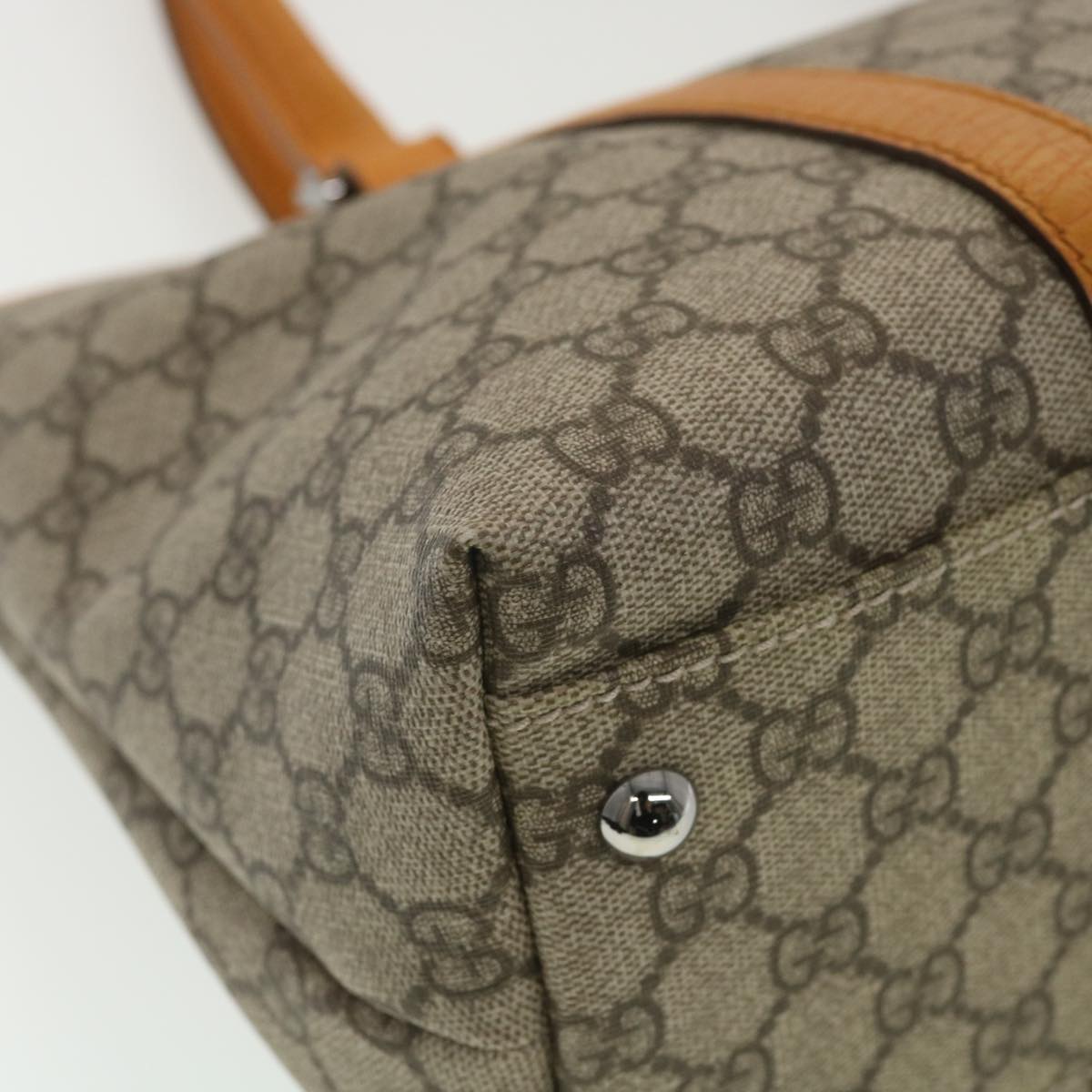 GUCCI GG Canvas Tote Bag PVC Leather Orange Beige 114595 ki2771