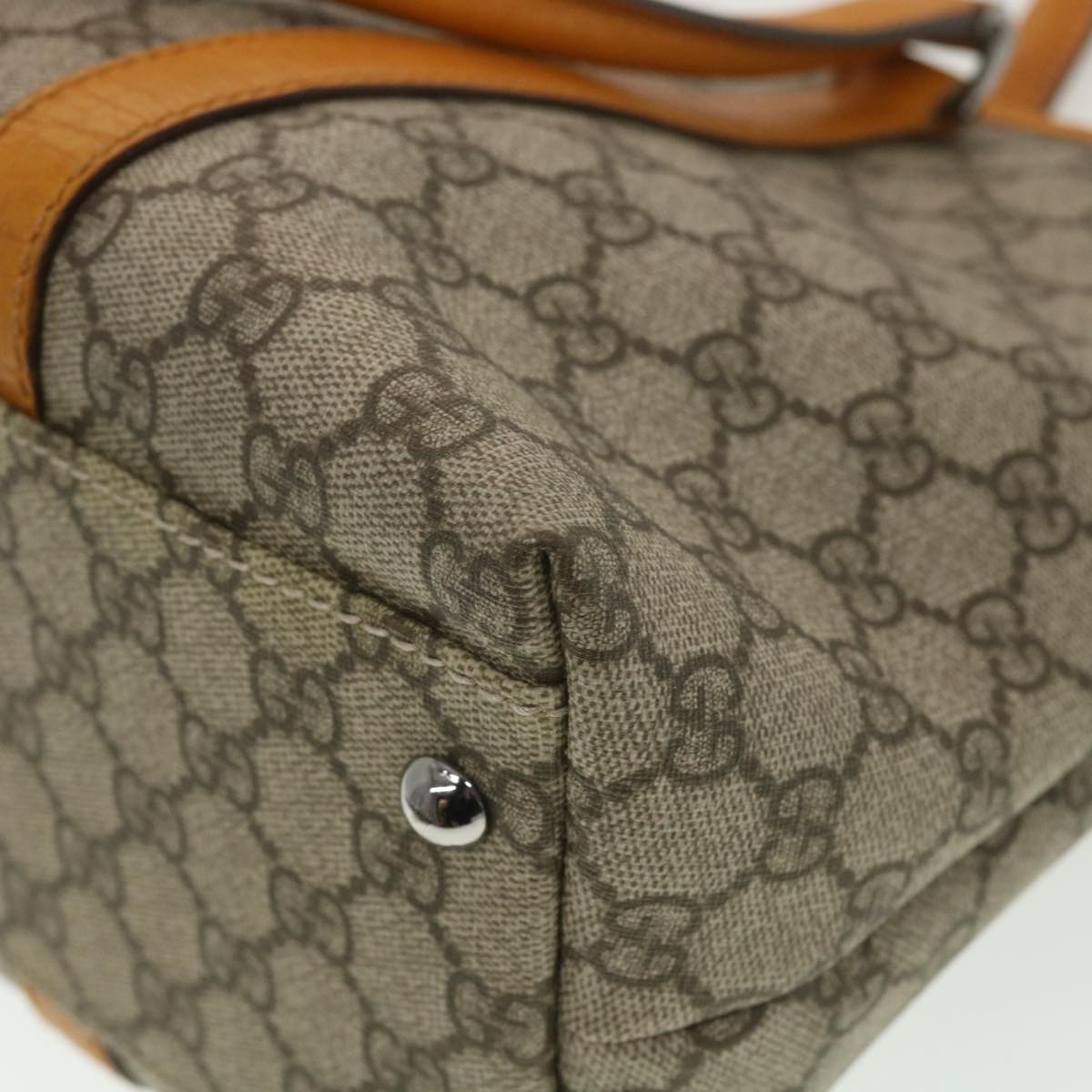 GUCCI GG Canvas Tote Bag PVC Leather Orange Beige 114595 ki2771