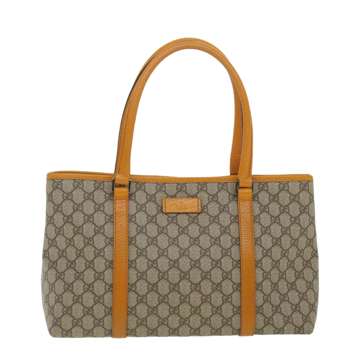 GUCCI GG Canvas Tote Bag PVC Leather Orange Beige 114595 ki2771