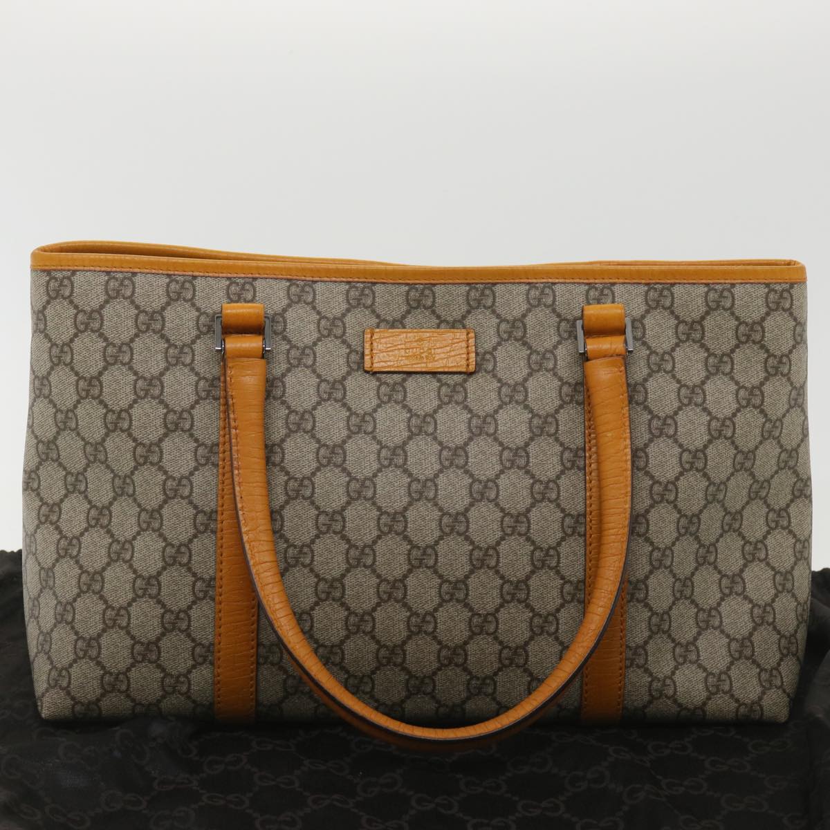 GUCCI GG Canvas Tote Bag PVC Leather Orange Beige 114595 ki2771
