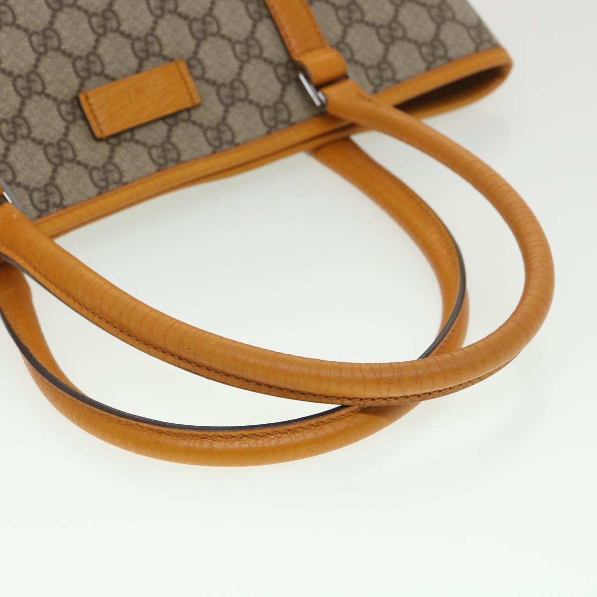 GUCCI GG Canvas Tote Bag PVC Leather Orange Beige 114595 ki2771