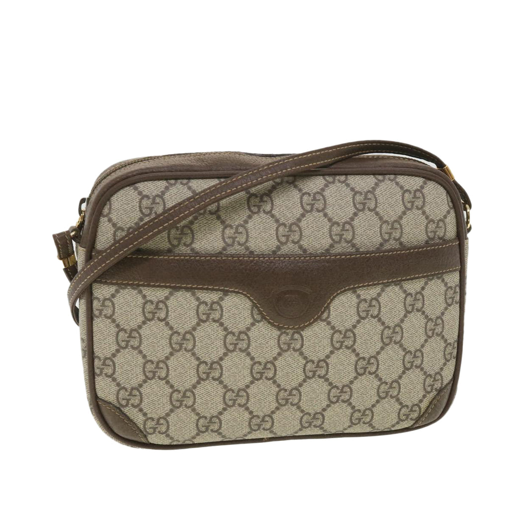 GUCCI GG Canvas Shoulder Bag PVC Leather Beige ki2776