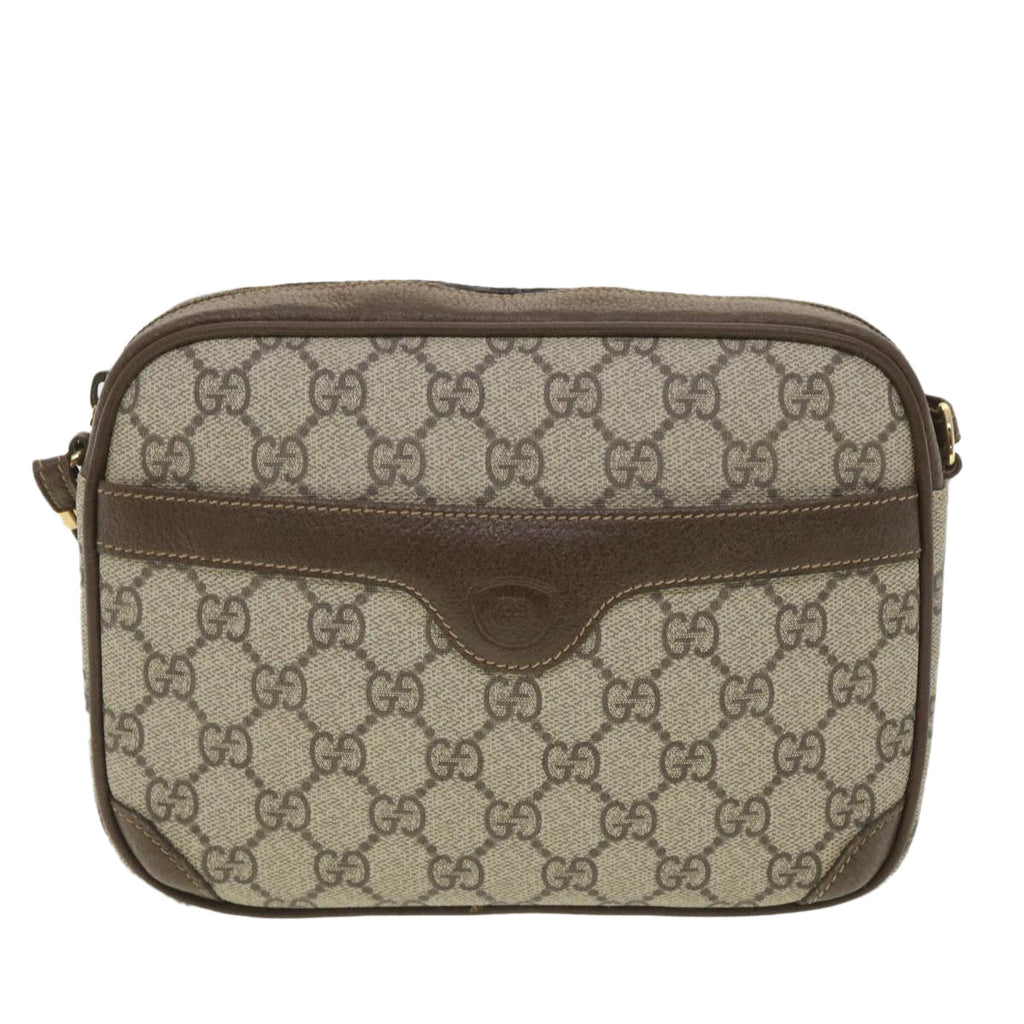 GUCCI GG Canvas Shoulder Bag PVC Leather Beige ki2776