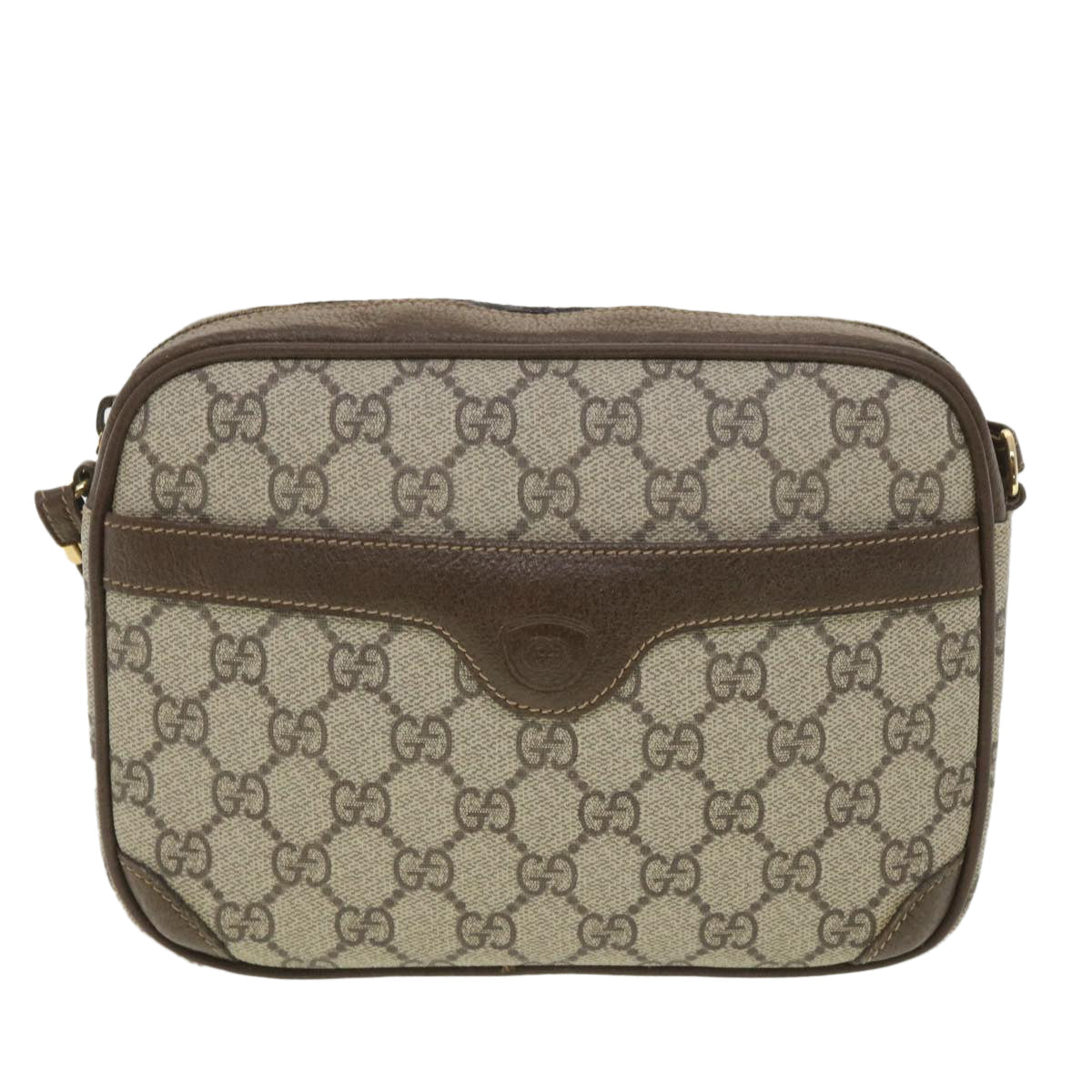 GUCCI GG Canvas Shoulder Bag PVC Leather Beige ki2776