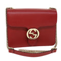GUCCI Chain Interlocking Shoulder Bag Leather Red 510304 ki2778