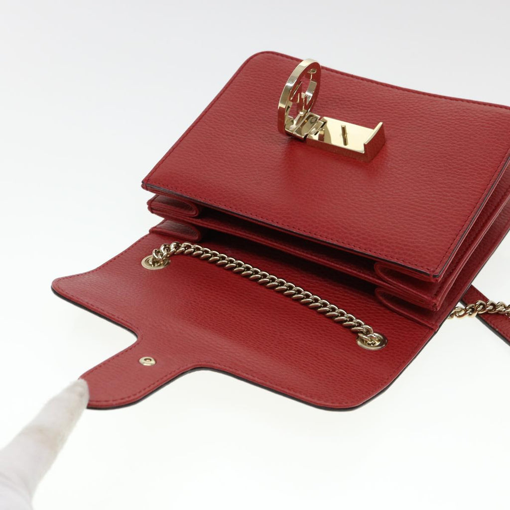 GUCCI Chain Interlocking Shoulder Bag Leather Red 510304 ki2778