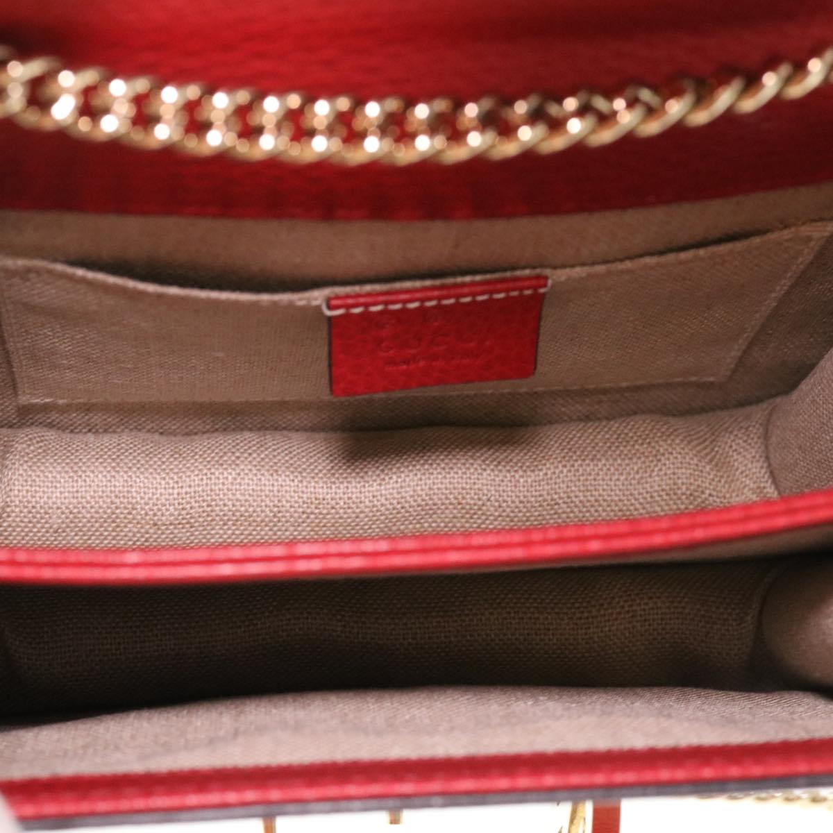 GUCCI Chain Interlocking Shoulder Bag Leather Red 510304 ki2778