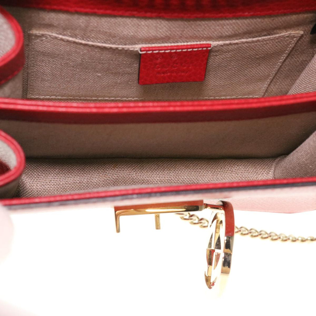 GUCCI Chain Interlocking Shoulder Bag Leather Red 510304 ki2778